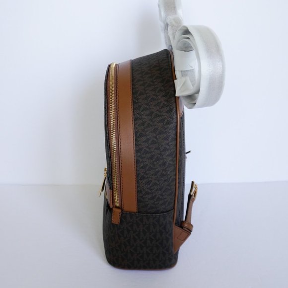 Michael Kors Kenly M Backpack PVC Leather MK Brown - Picture 3 of 11